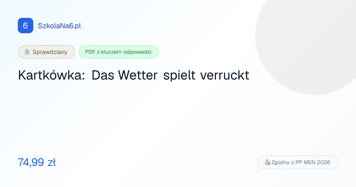 Das Wetter spielt verruckt Sprawdzian Kart… — PDF z odpowiedziami ...