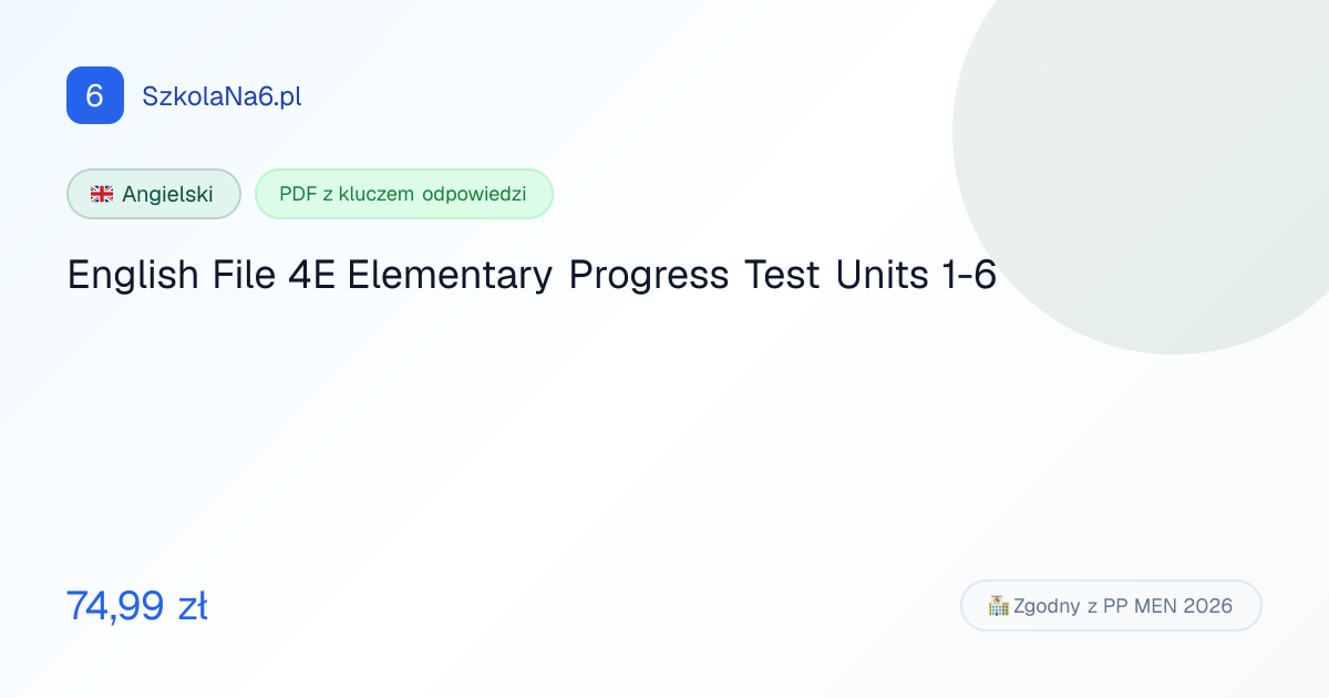 English File 4E Elementary Progress Test U… — PDF z odpowiedziami ...
