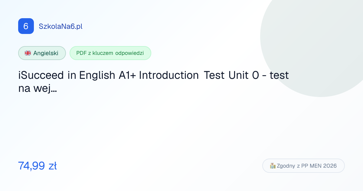 iSucceed in English A1+ Introduction Test… — PDF z odpowiedziami ...