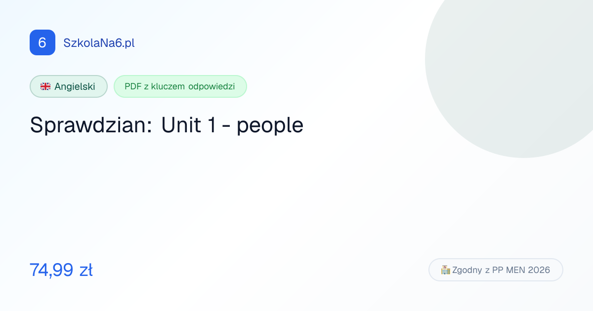 Sprawdzian: Unit 1 - people - SpeakOut 3rd… — PDF z odpowiedziami ...